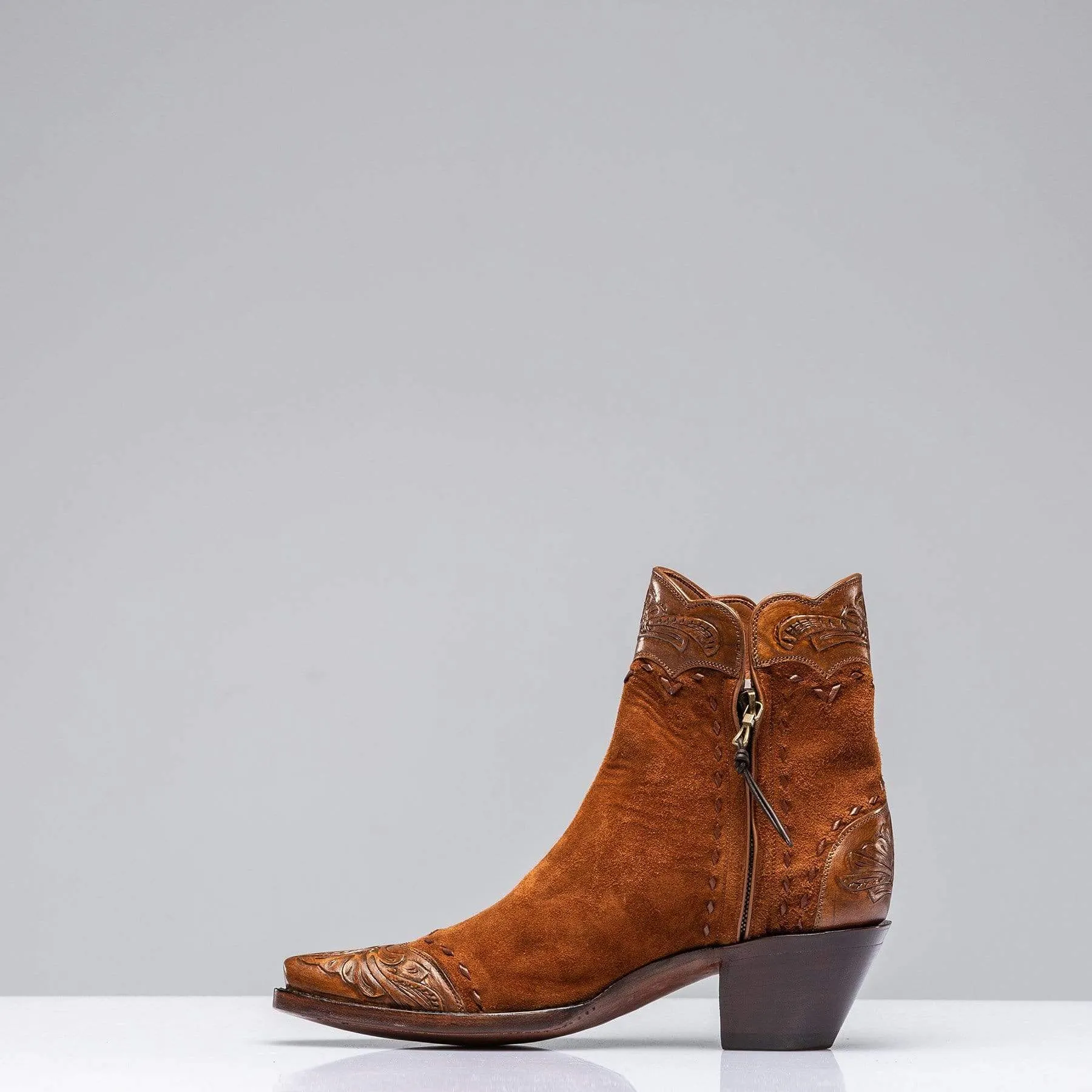 Hand Tooled Calfskin on Suede Zorro