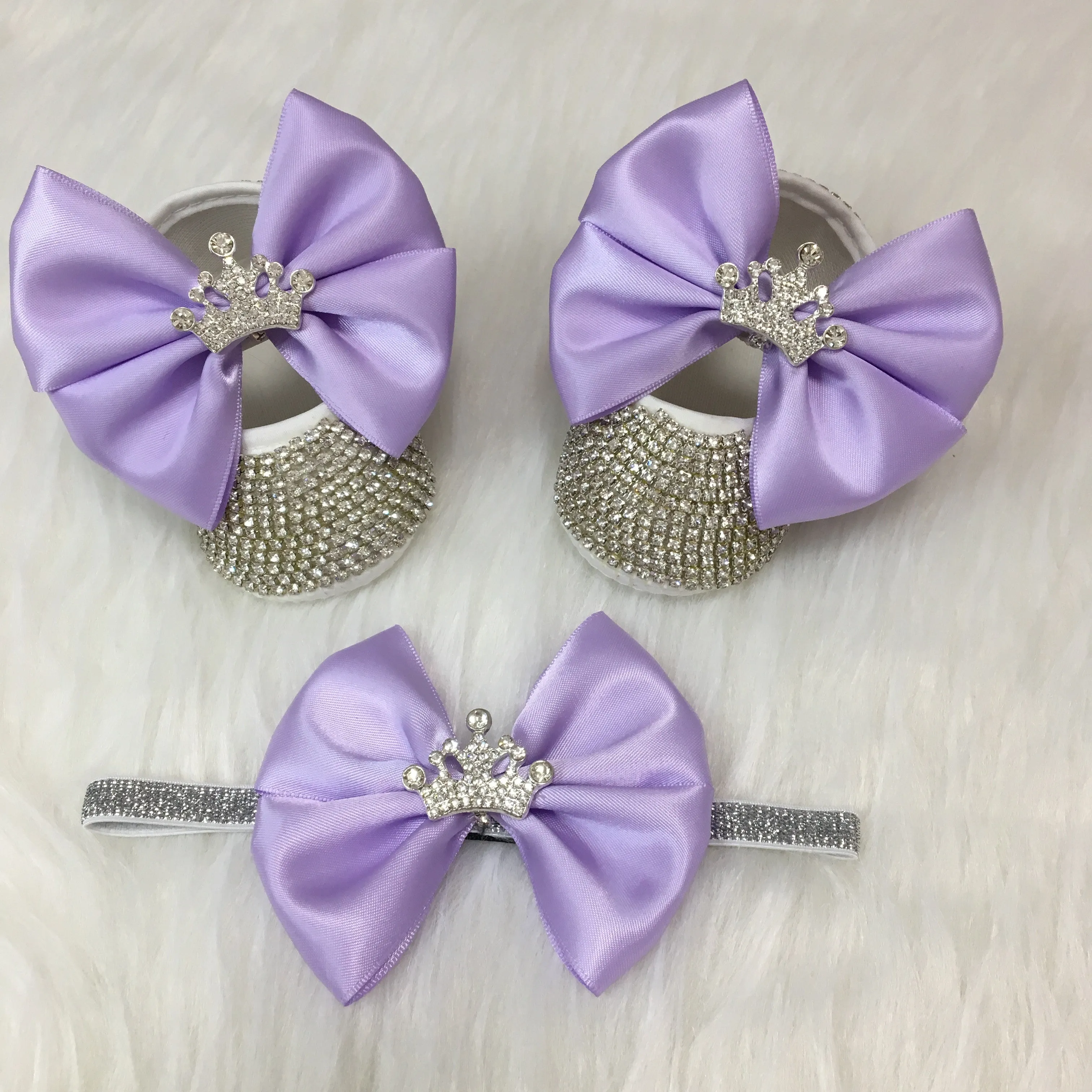 Handmade Baby Girl Crown Charm Crystal Shoes