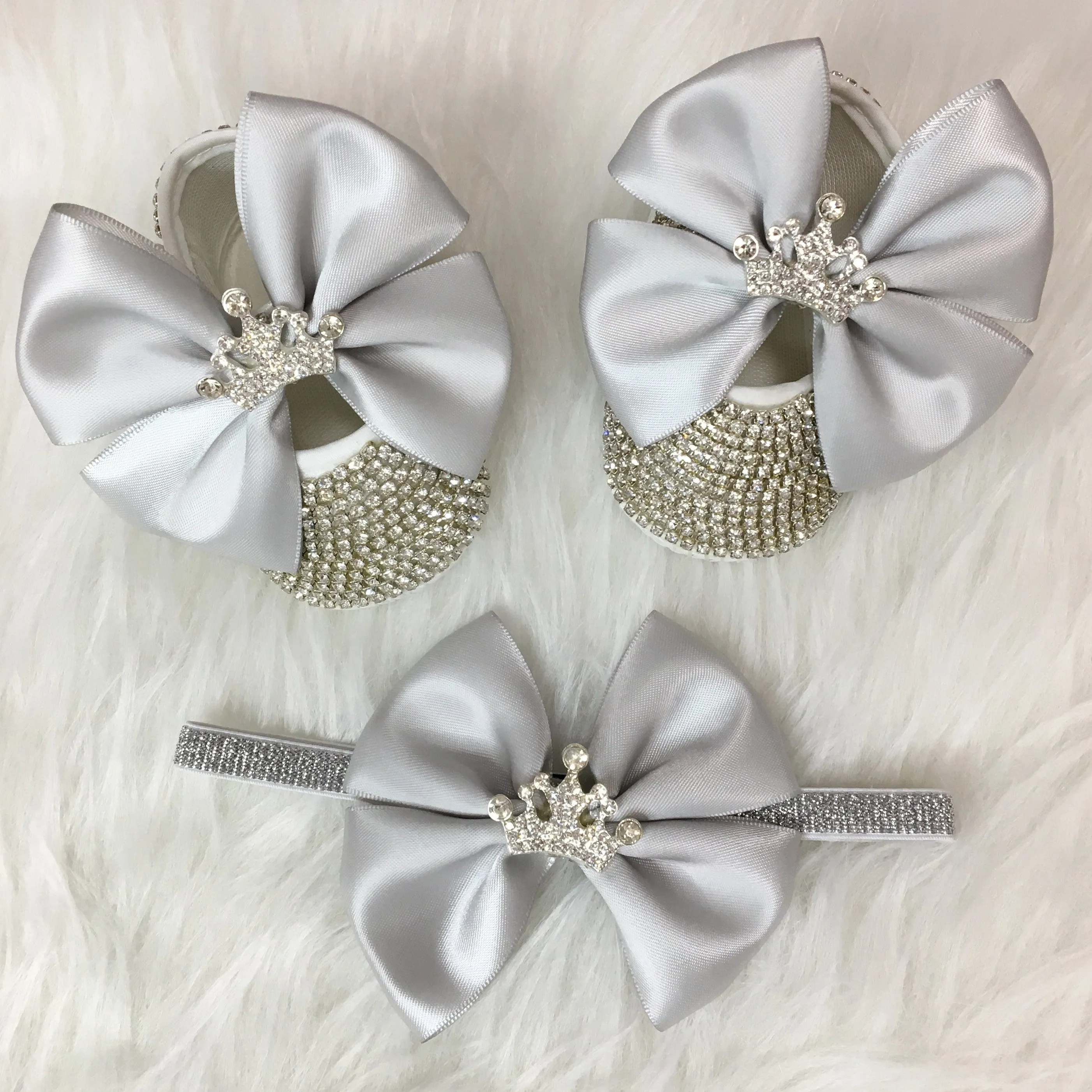 Handmade Baby Girl Crown Charm Crystal Shoes