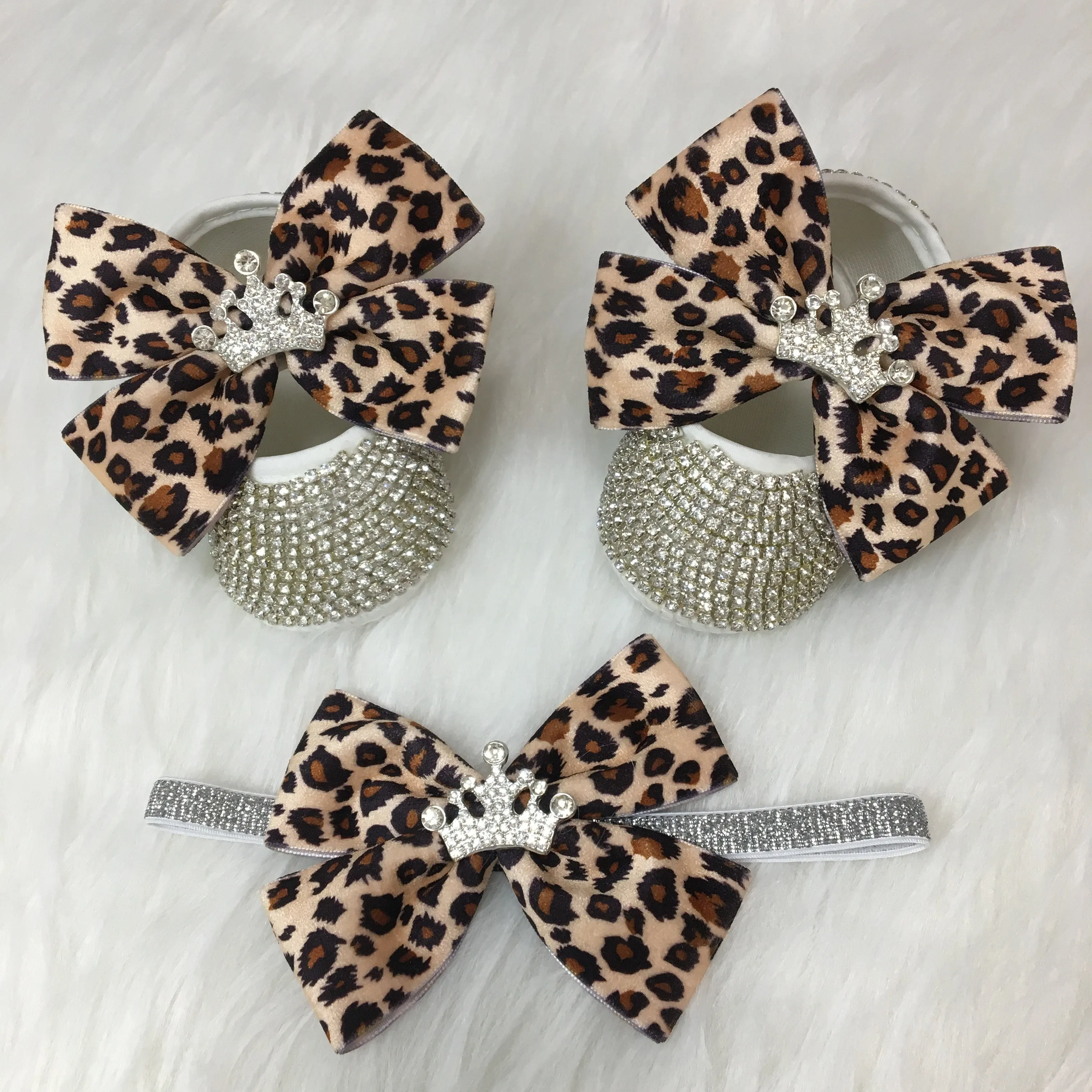 Handmade Baby Girl Crown Charm Crystal Shoes
