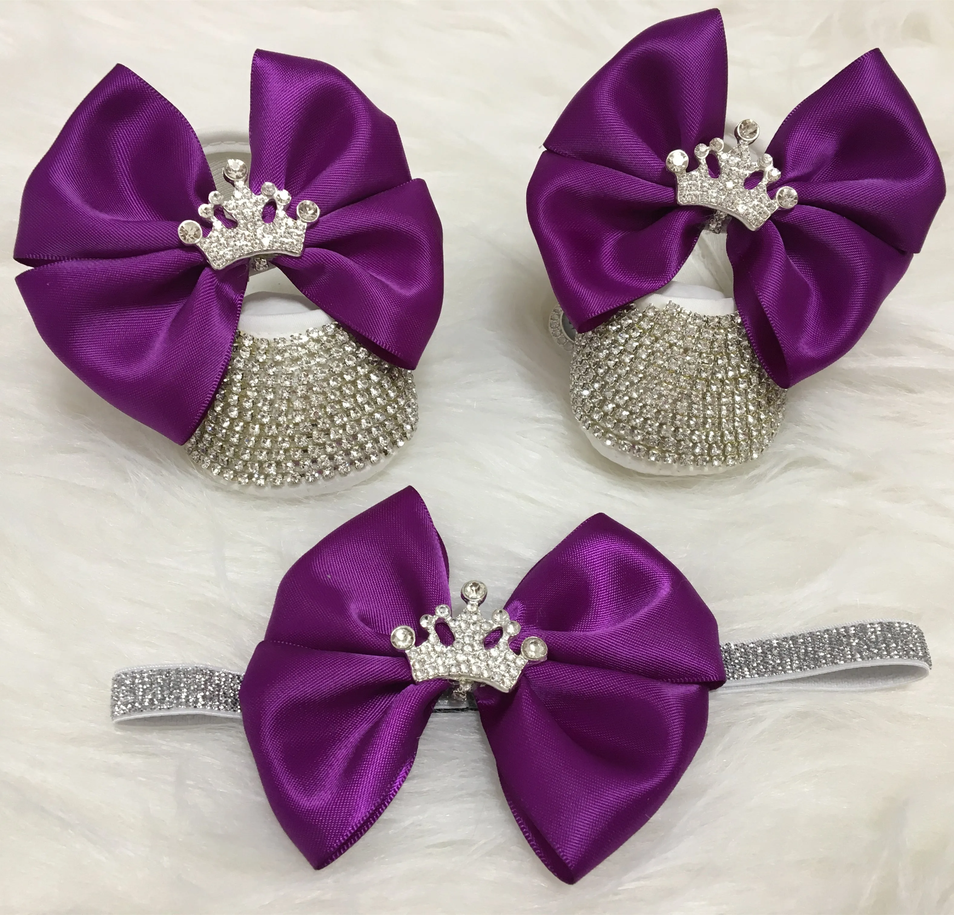 Handmade Baby Girl Crown Charm Crystal Shoes
