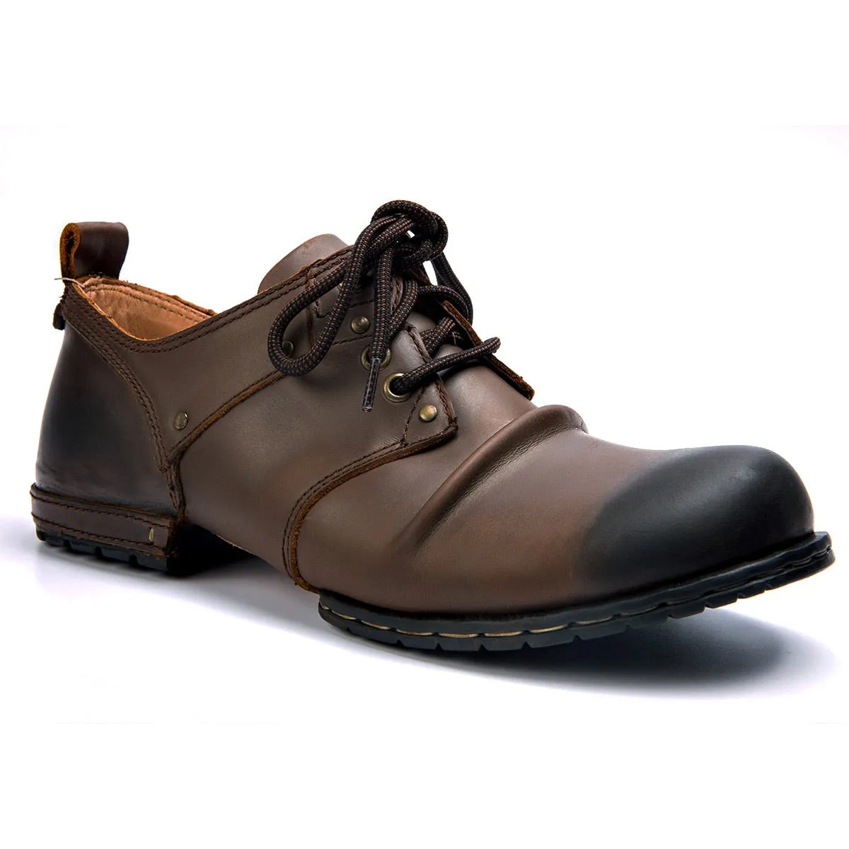 Handmade Genuine Cow Leather Ankle Boots Fashion Men Shoes Boots Rivet Flat Shoes Casual Lace-Up shoes,Best quality
