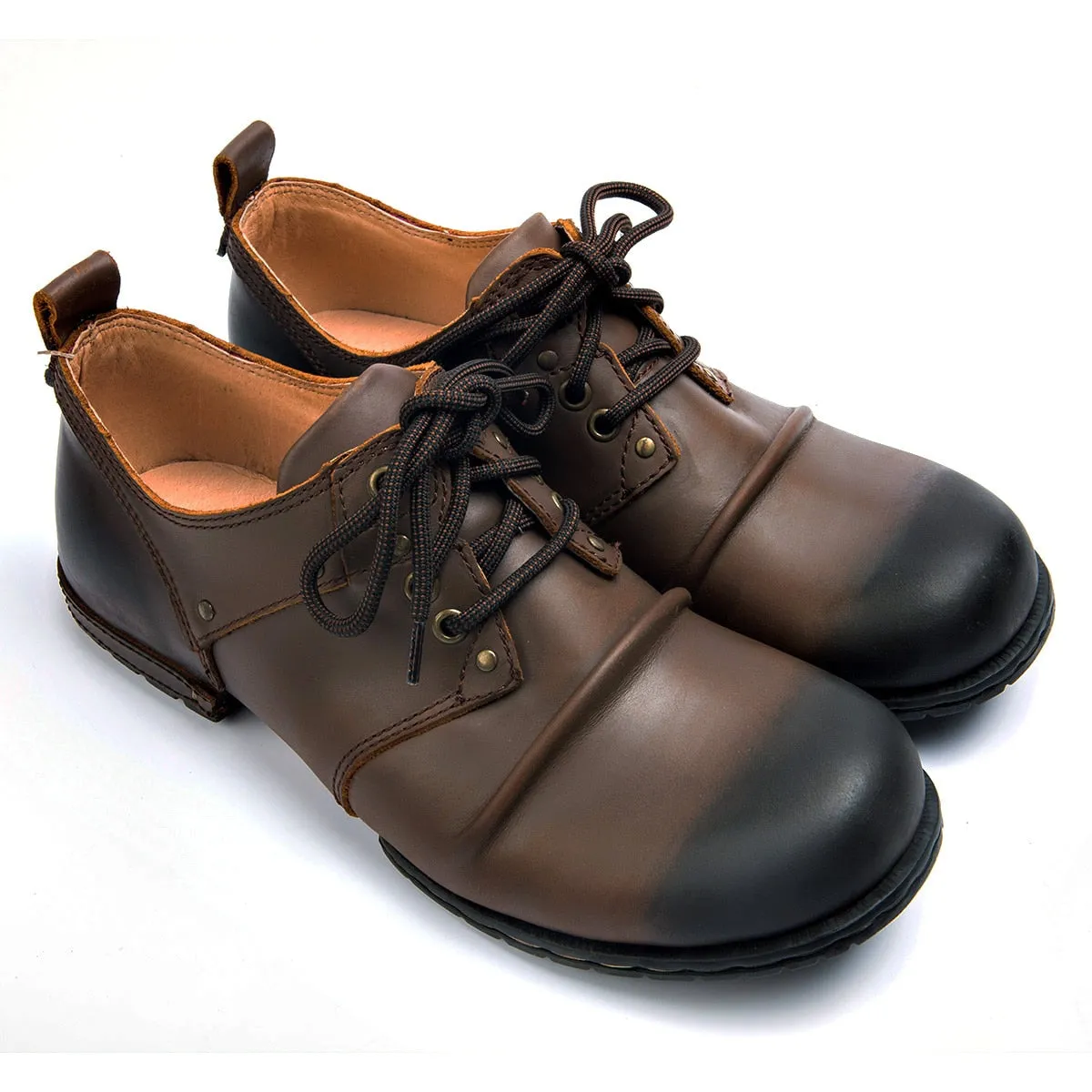 Handmade Genuine Cow Leather Ankle Boots Fashion Men Shoes Boots Rivet Flat Shoes Casual Lace-Up shoes,Best quality