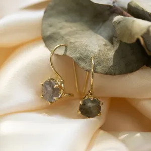 Handmade Gold Plated Labradorite Drop Earrings for Women