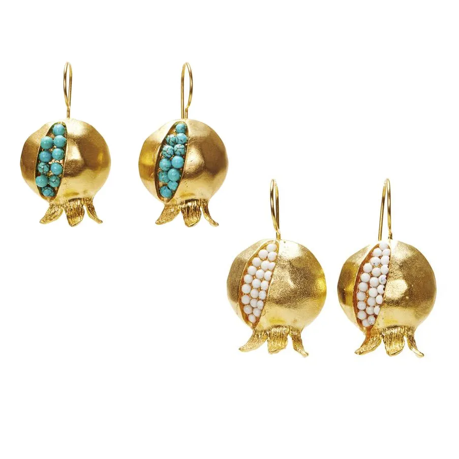 Handmade Gold Pomegranate Granada Earrings from Istanbul