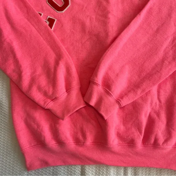 Handmade Hot Pink Varsity Letter Ecstasy Crew Neck Sweatshirt