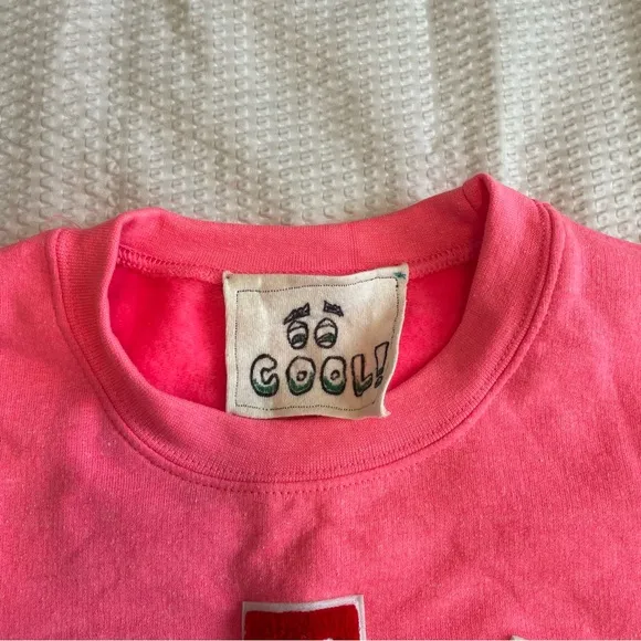 Handmade Hot Pink Varsity Letter Ecstasy Crew Neck Sweatshirt