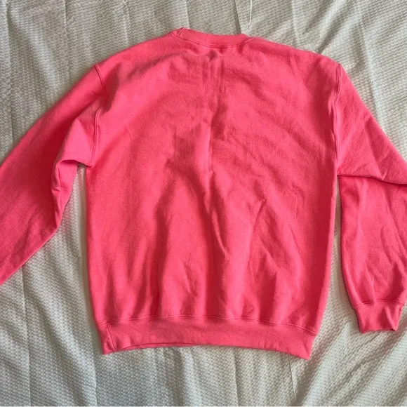 Handmade Hot Pink Varsity Letter Ecstasy Crew Neck Sweatshirt