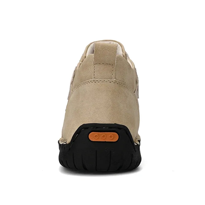 Handmade Leather Casual Men Shoes – Designer Sneakers, Breathable Leather Ankle Boots for Men, Outdoor Footwear