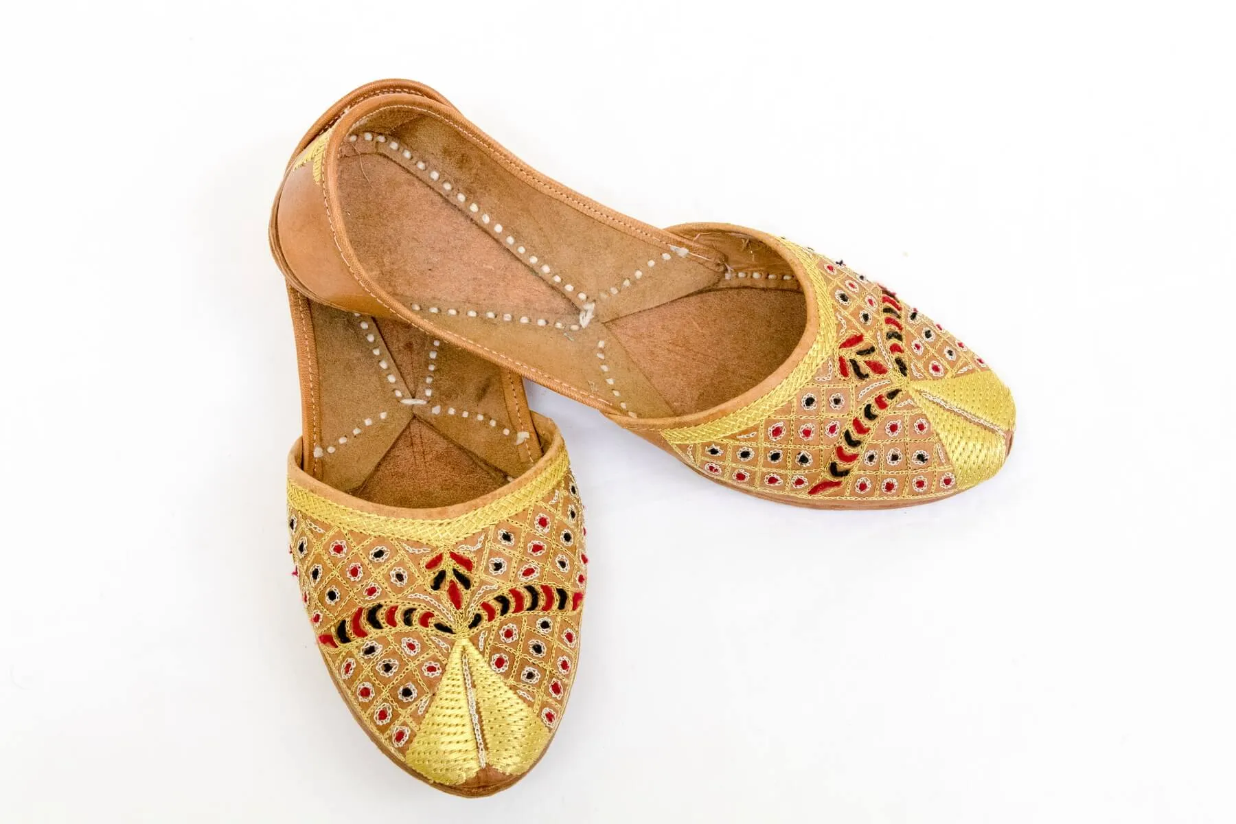 Handmade Leather Golden Shoes-Khussa