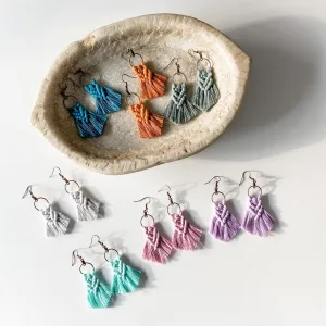 Handmade Mini Macrame Hoop Earrings