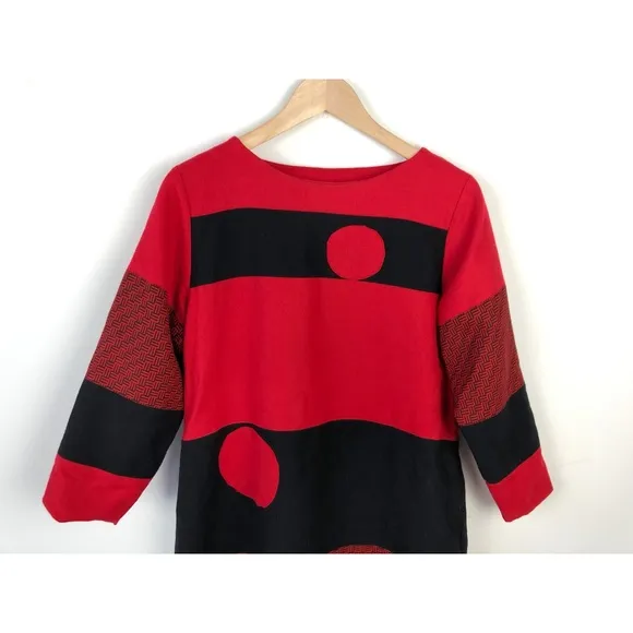 Handmade Red Patch Midi Dress