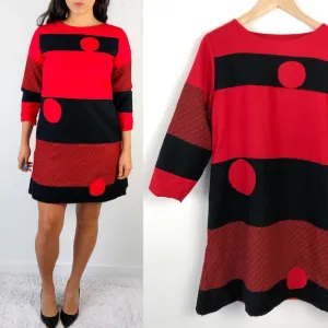 Handmade Red Patch Midi Dress