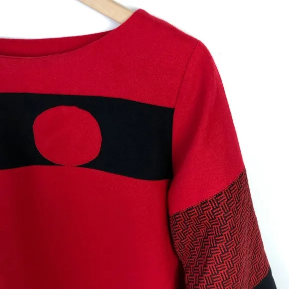 Handmade Red Patch Midi Dress