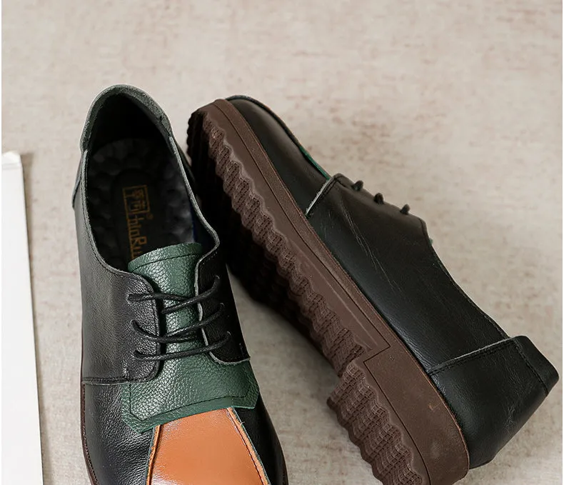 Handmade Women Flat Vintage Leather Shoes Comfortable Tendon Sole