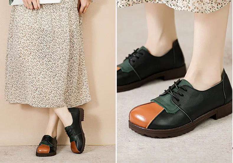 Handmade Women Flat Vintage Leather Shoes Comfortable Tendon Sole