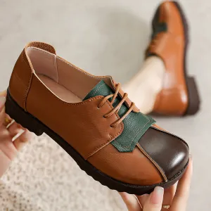 Handmade Women Flat Vintage Leather Shoes Comfortable Tendon Sole