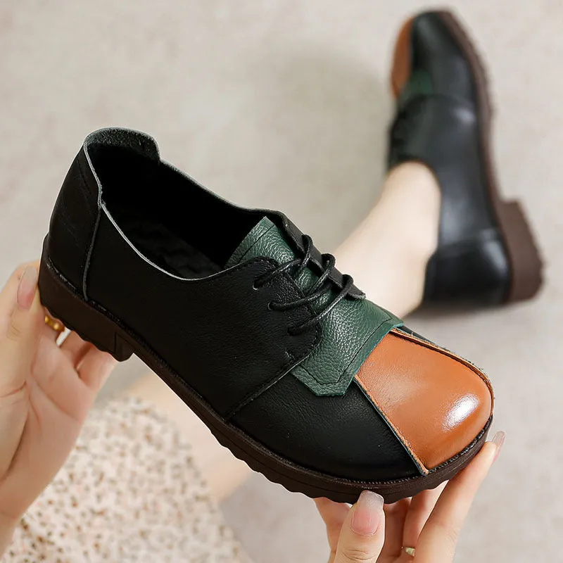 Handmade Women Flat Vintage Leather Shoes Comfortable Tendon Sole
