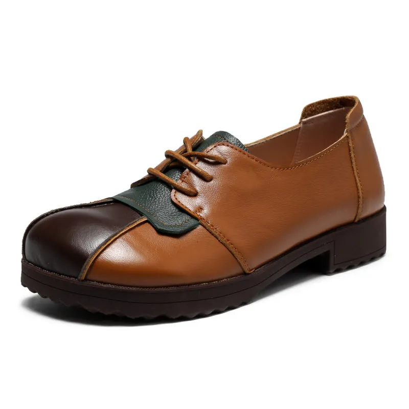 Handmade Women Flat Vintage Leather Shoes Comfortable Tendon Sole