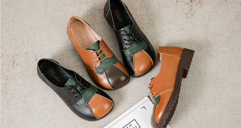 Handmade Women Flat Vintage Leather Shoes Comfortable Tendon Sole