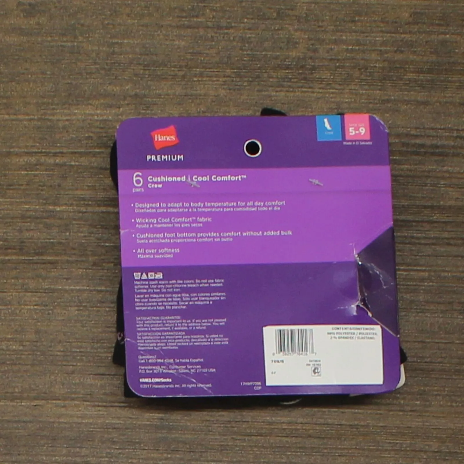 Hanes Women's 6-Pack Premium Crew Cushion Socks 709/6 709 Black 5-9