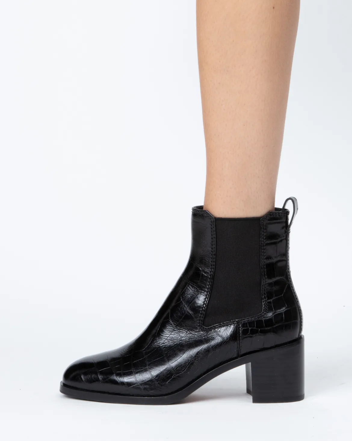 Hazel Chelsea Boot | Black Croc