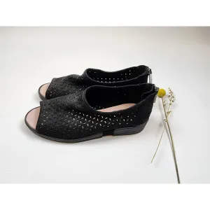 Hirica black neubuck leather shoes with lovely perforated pattern size 36.5