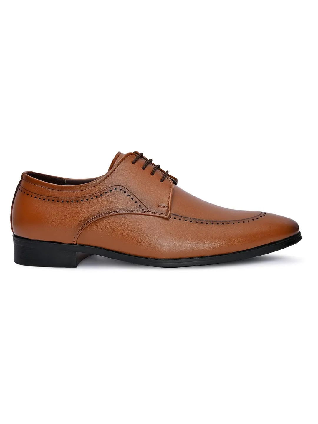 Hydes N Hues Men Tan Brown Solid Formal Derby Shoes
