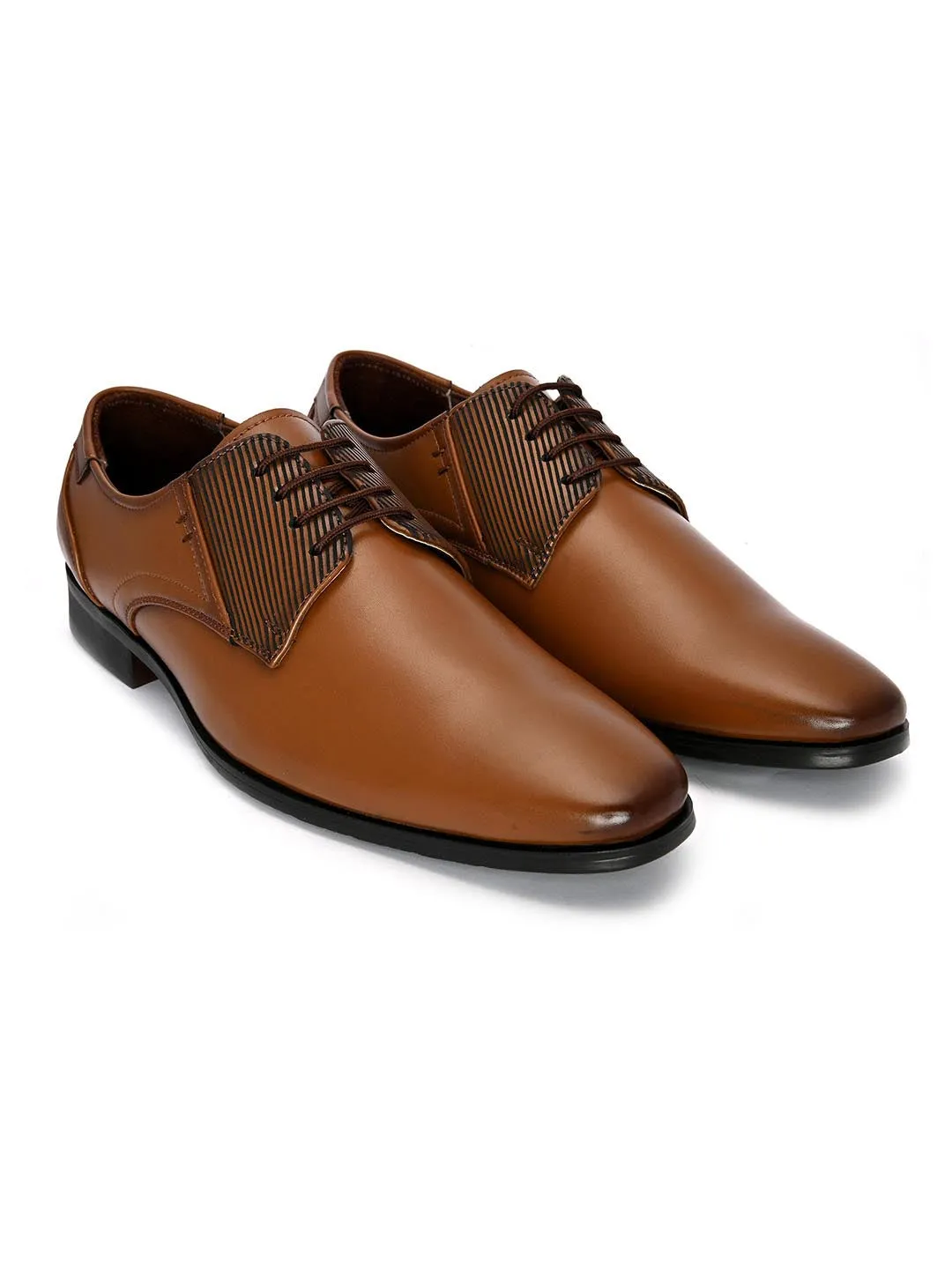 Hydes N Hues Men Tan Brown Solid Formal Derby Shoes