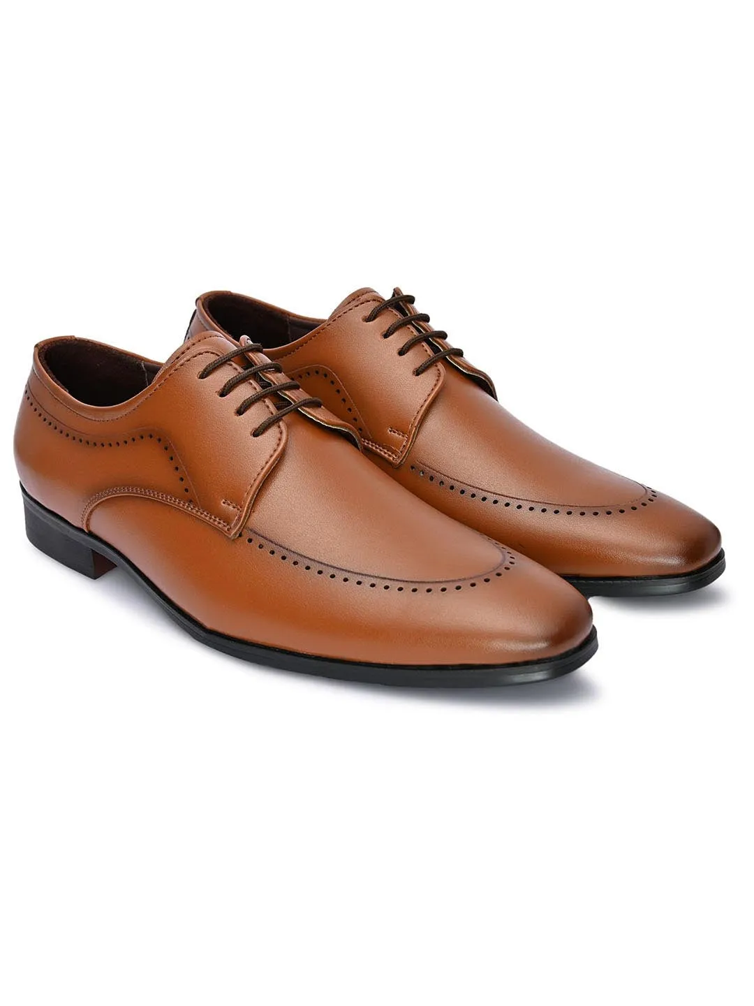 Hydes N Hues Men Tan Brown Solid Formal Derby Shoes