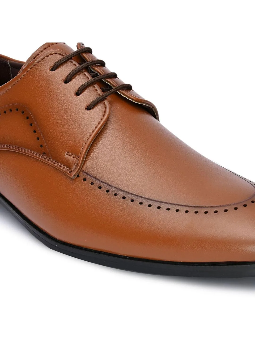 Hydes N Hues Men Tan Brown Solid Formal Derby Shoes