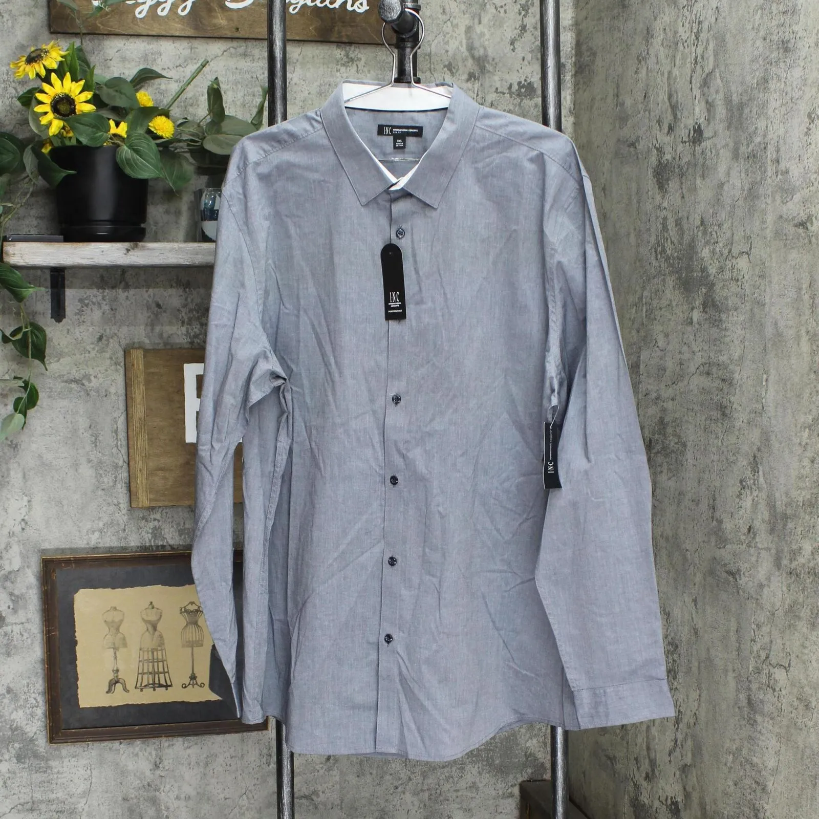 Inc International Concepts Men's Melange Button Up Shirt 100120215