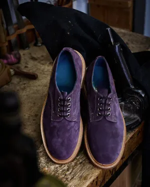 Italian Purple Suede Leather Round Toe Derby Oxfords - Formal Shoes
