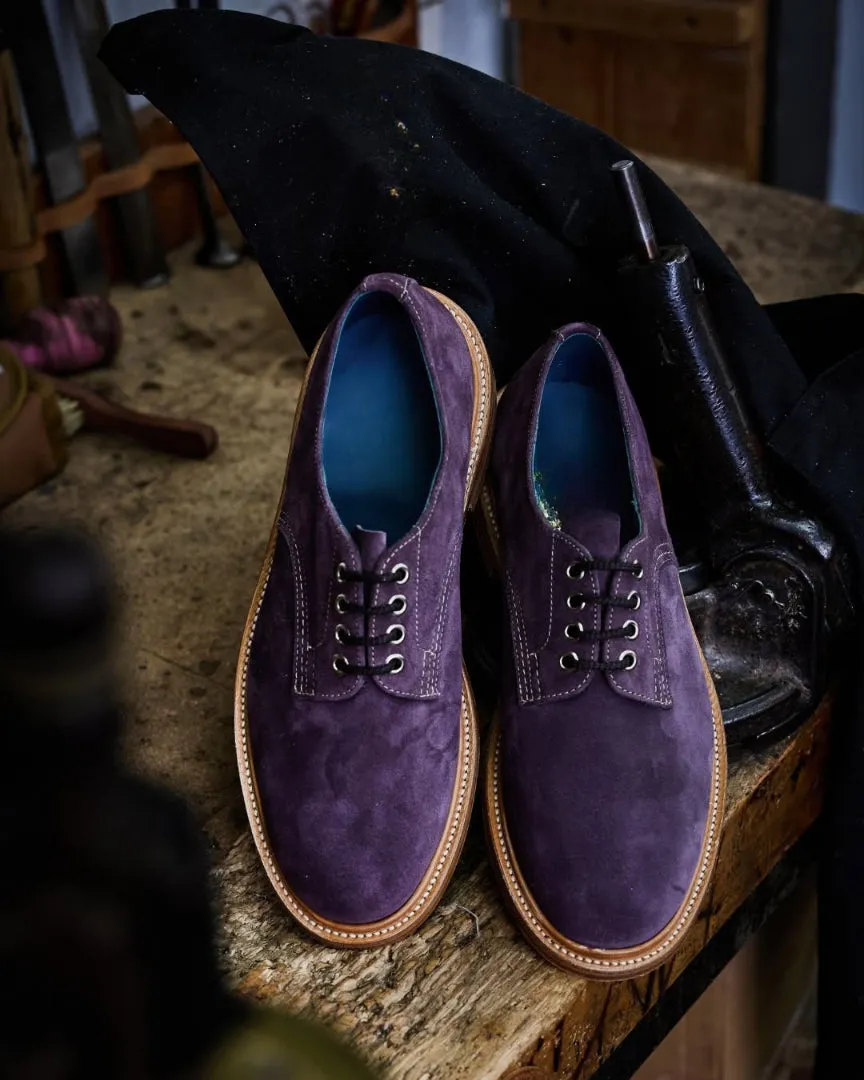 Italian Purple Suede Leather Round Toe Derby Oxfords - Formal Shoes