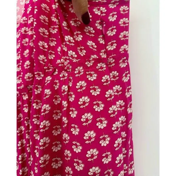 J. Crew V-neck tiered midi dress Size 14 pink floral