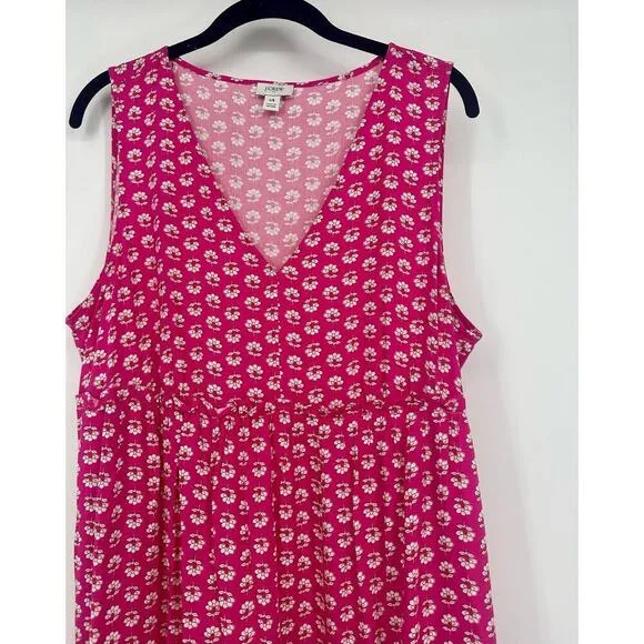 J. Crew V-neck tiered midi dress Size 14 pink floral