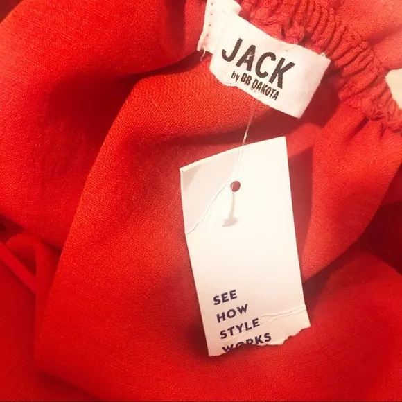 JACK by BB Dakota Revolve Bowser Dress in Poppy Red Off Shoulder Ruffle XS NWT