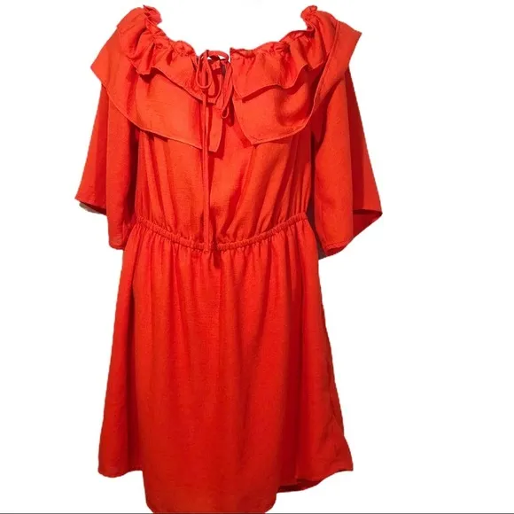 JACK by BB Dakota Revolve Bowser Dress in Poppy Red Off Shoulder Ruffle XS NWT
