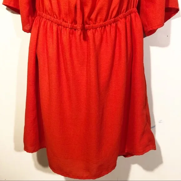 JACK by BB Dakota Revolve Bowser Dress in Poppy Red Off Shoulder Ruffle XS NWT