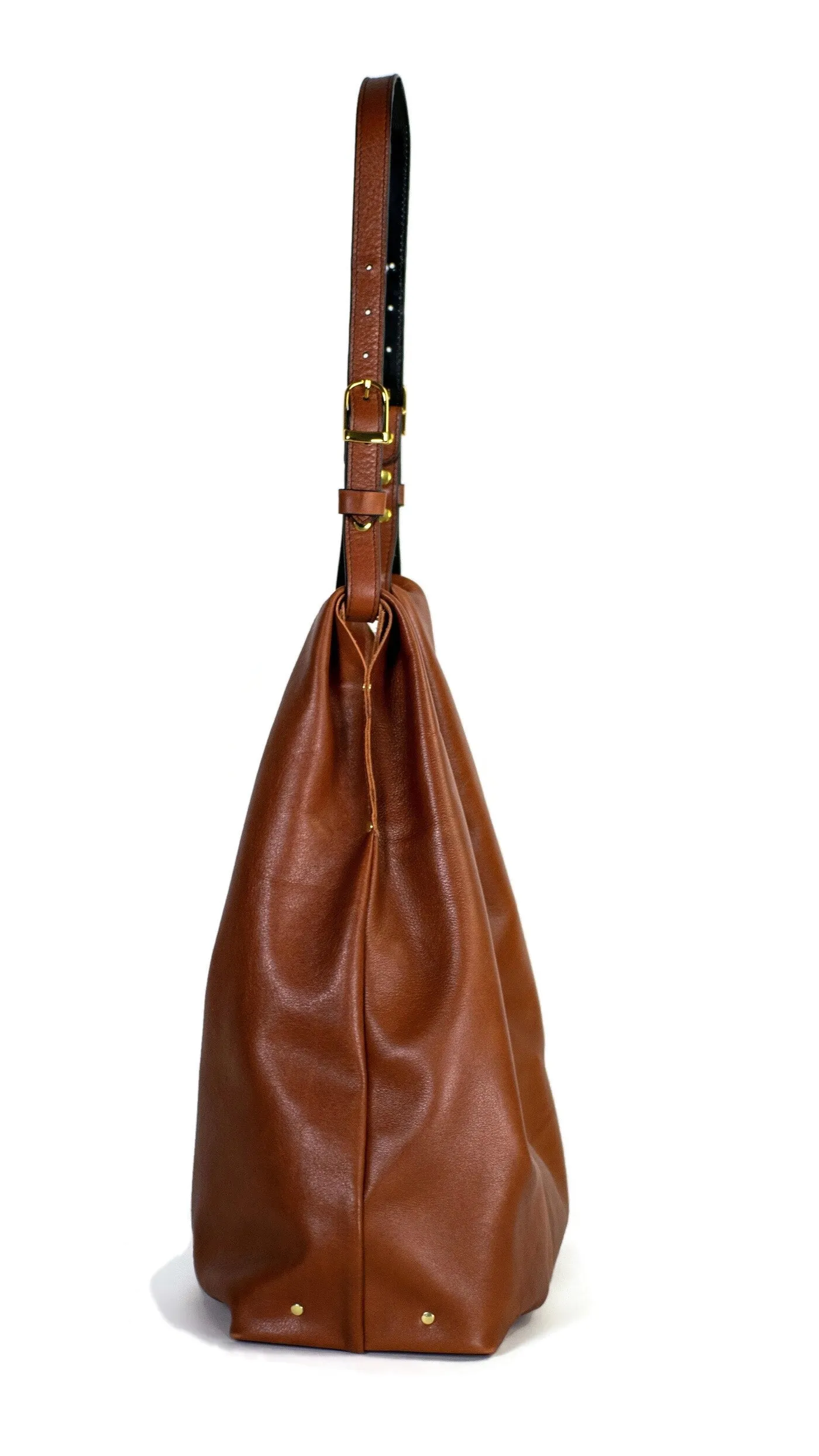 Jena Buckle Hobo Bag : Smooth Cognac Leather
