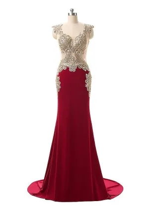 Jersey Square Mermaid Evening Dresses