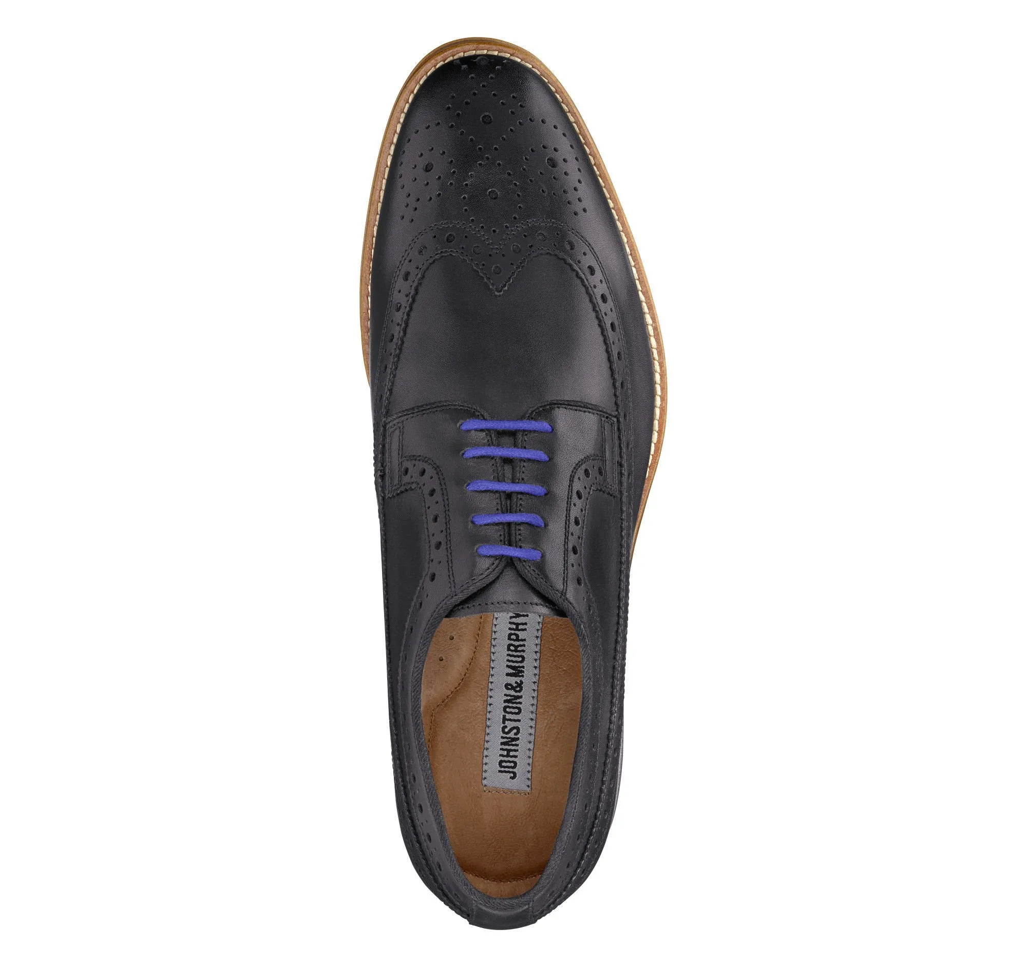 JOHNSTON & MURPHY MEN'S CONARD WINGTIP BLACK CALFSKIN 2231