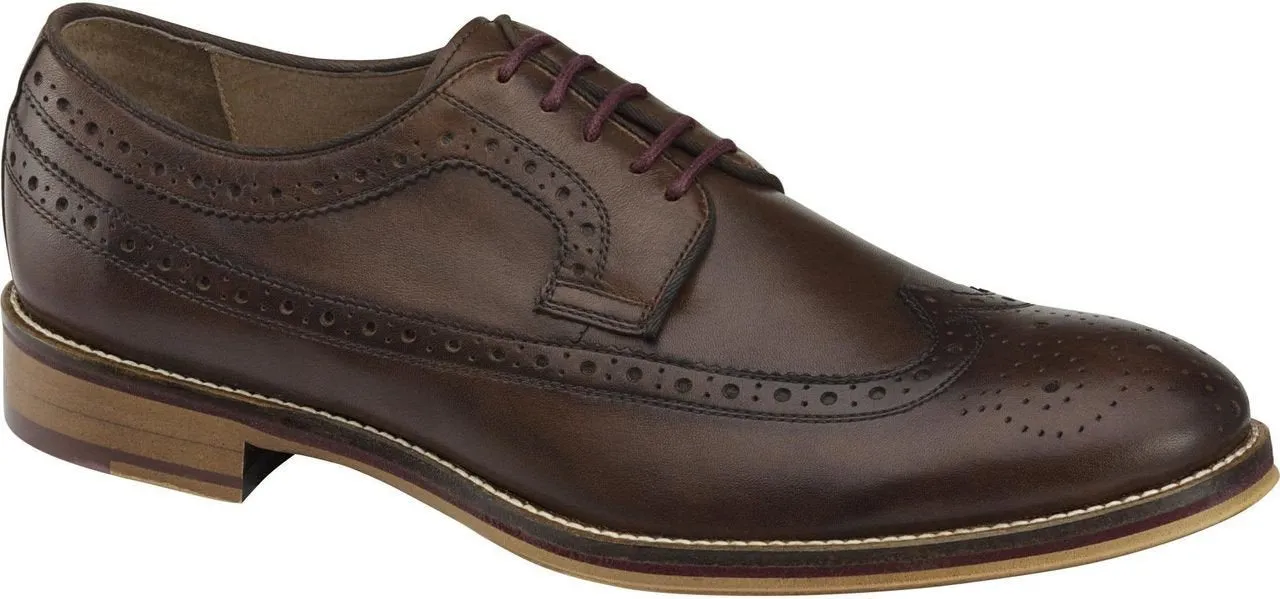 JOHNSTON & MURPHY MEN'S CONARD WINGTIP MAHOGANY CALFSKIN 2233