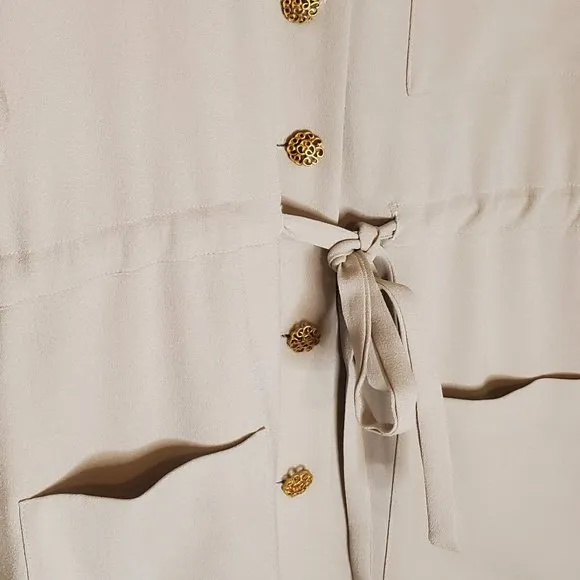 Jones New York Business Casual Cream Button Up Dress