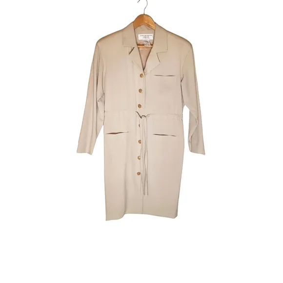 Jones New York Business Casual Cream Button Up Dress