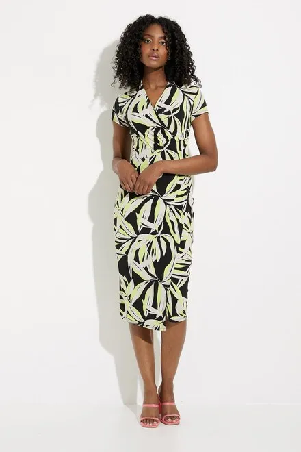 Joseph Ribkoff Leaf Print Wrap Dress