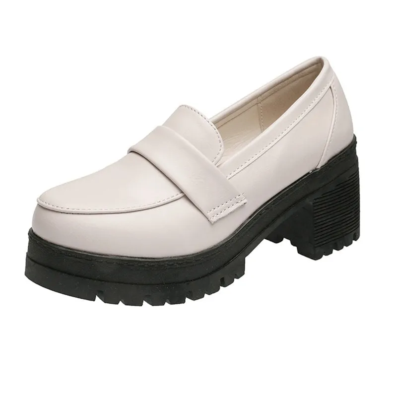 Joskaa Loafers Shoes Harajuku Lolita Shoes On Heels Japanese High School Student Girly Girl Platform Shoes JK Uniform Women's Shoes