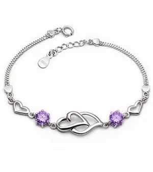 Karatcart Platinum Plated Purple Heart Shaped Bracelet