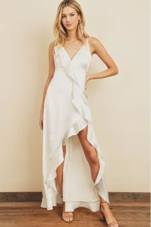 Kelsey Asymmetrical Ruffle Hem Maxi Dress