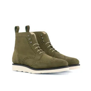 Khaki Suede Brogue Boots